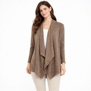 Barefoot Dreams Bamboo Chic Lite Women's S/M Taupe Open Front Cardigan Sweater